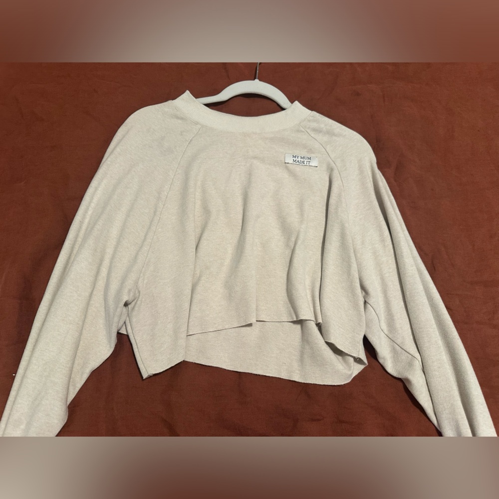 My Mum Made It - cropped tan/cream crewneck size S/M